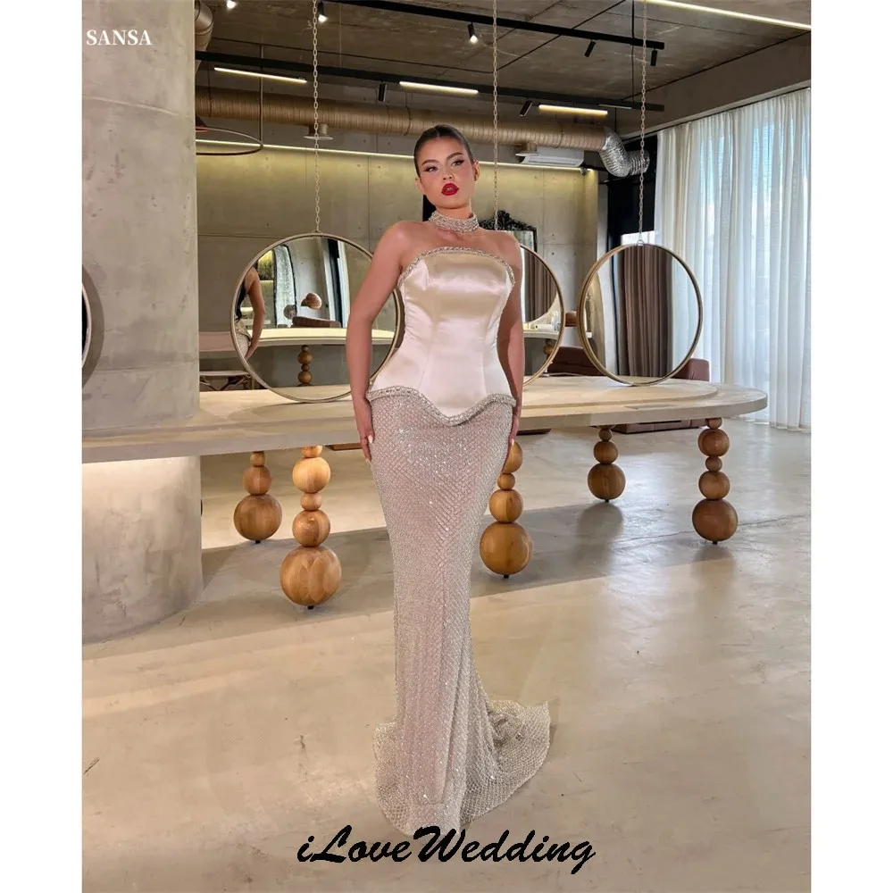 فستان حفلة موسيقية بدون حمالات وردي مغبر 2025 فساتين سهرة أنيقة حورية البحر فستان الحفلات للنساء فساتين رسمية سويب تراين مخصصة