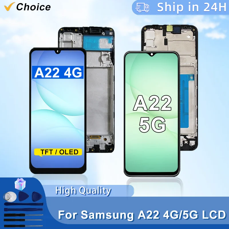 TFT For Samsung Galaxy A22 4G LCD SM-A225F Display Touch Screen Digitizer For Galaxy A22 5G LCD SM-A226B OLED Replacement Parts