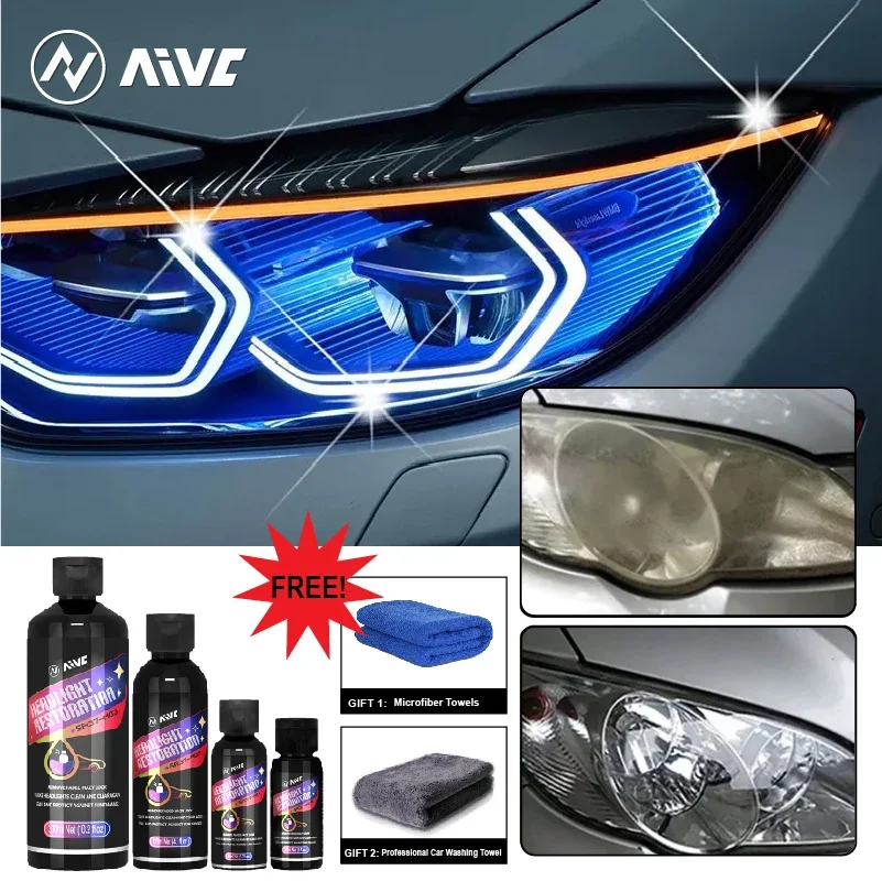 Car Headlight Restoration Polishing Kits AIVC Headlamp Scratch Remover Repair Cleaning Paste Remove Oxidation Kit Best Effect