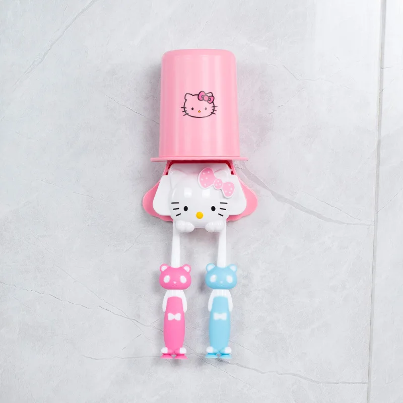 Sanrio Hello Kitty Tandenborstelhouder Wasbeker Set Cartoon Kt Kat Tandenborstel Opbergbeker Kerstmis Halloween Geen behoefte aan boren