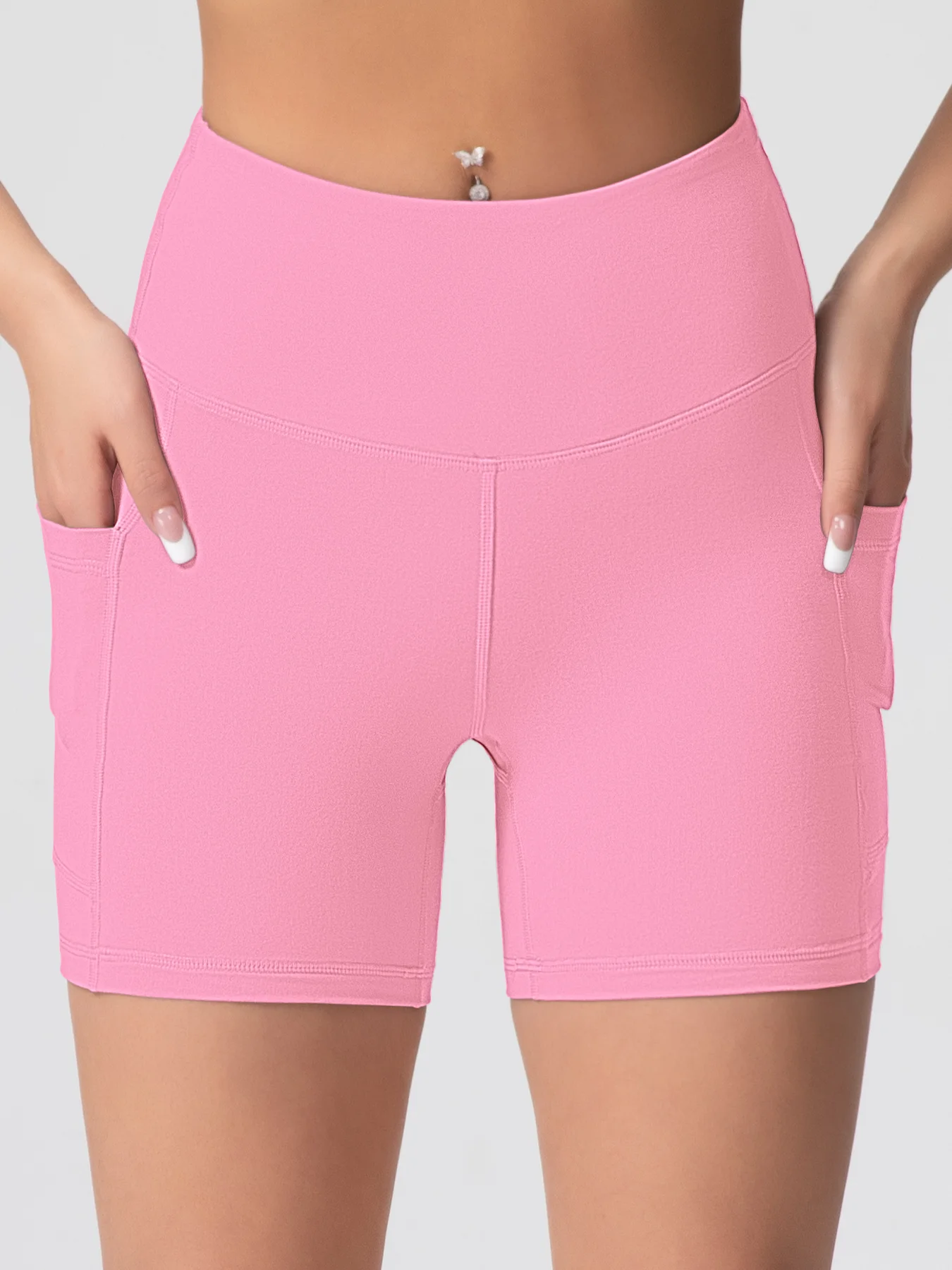 Solid Color Yoga Pants With Pockets Quick Drying High Waisted Gym Push Up Yoga Shorts for Woman Breathable Workout Fitness Shor - Image 5