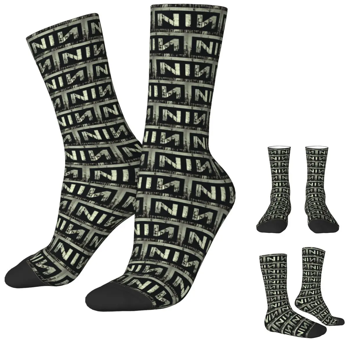 Nine Inch Nails NIN Socks Rock Music Band Logo calze moda Unisex uomo calze da ciclismo medio morbide calze antiscivolo autunnali