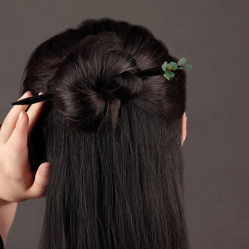 Chinese Hair Accessories Hairpins For Women Vintage Hanfu Hair Stick Wooden Floral Headwear Retro Classic Wedding Bridal Jewelry - Detail 1