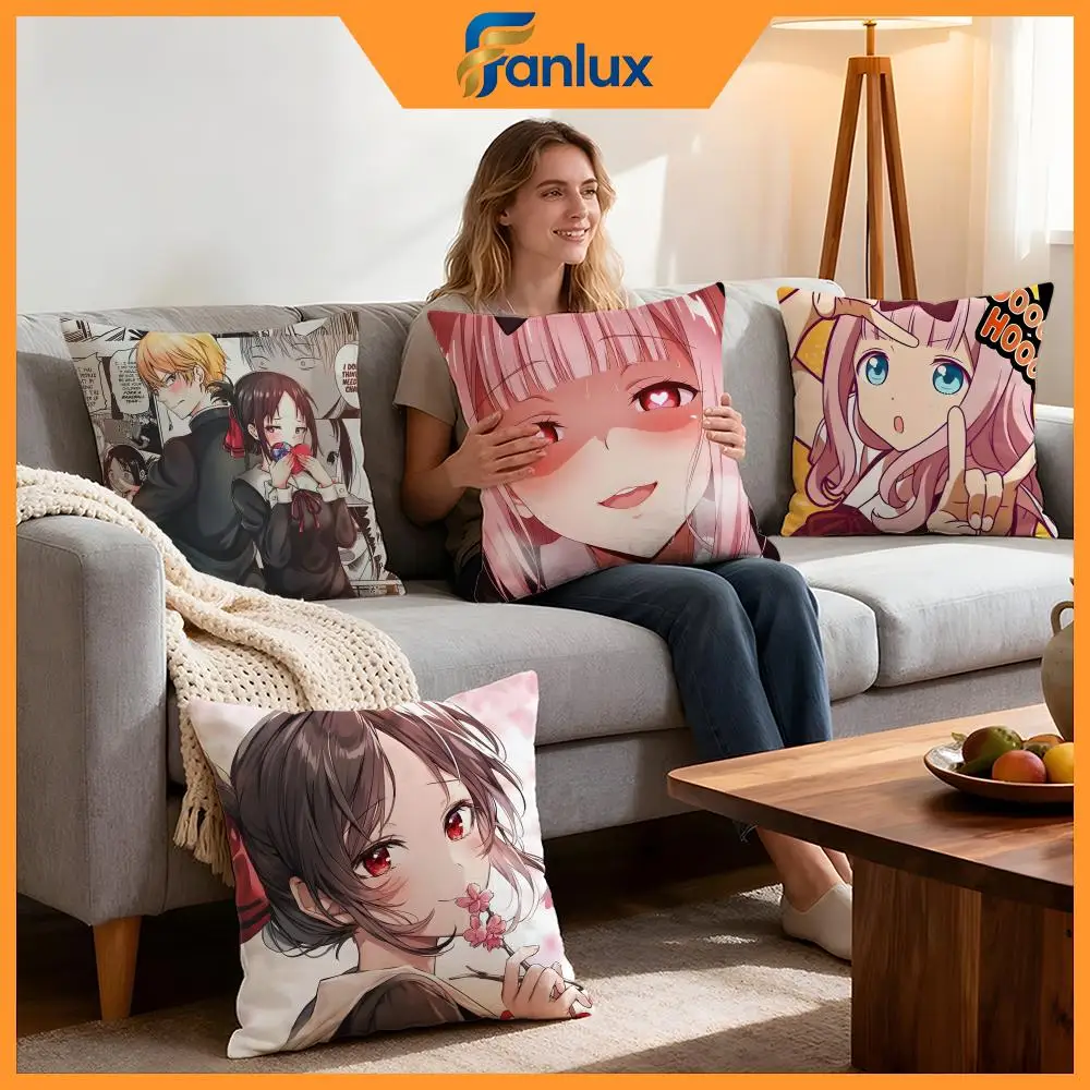 Kaguya-sama: Love is War Cushion Cover 4Pcs Decorative Covers Soft Cushion Case for Sofa Couch Decor 40x40 45x45 Pillowcases