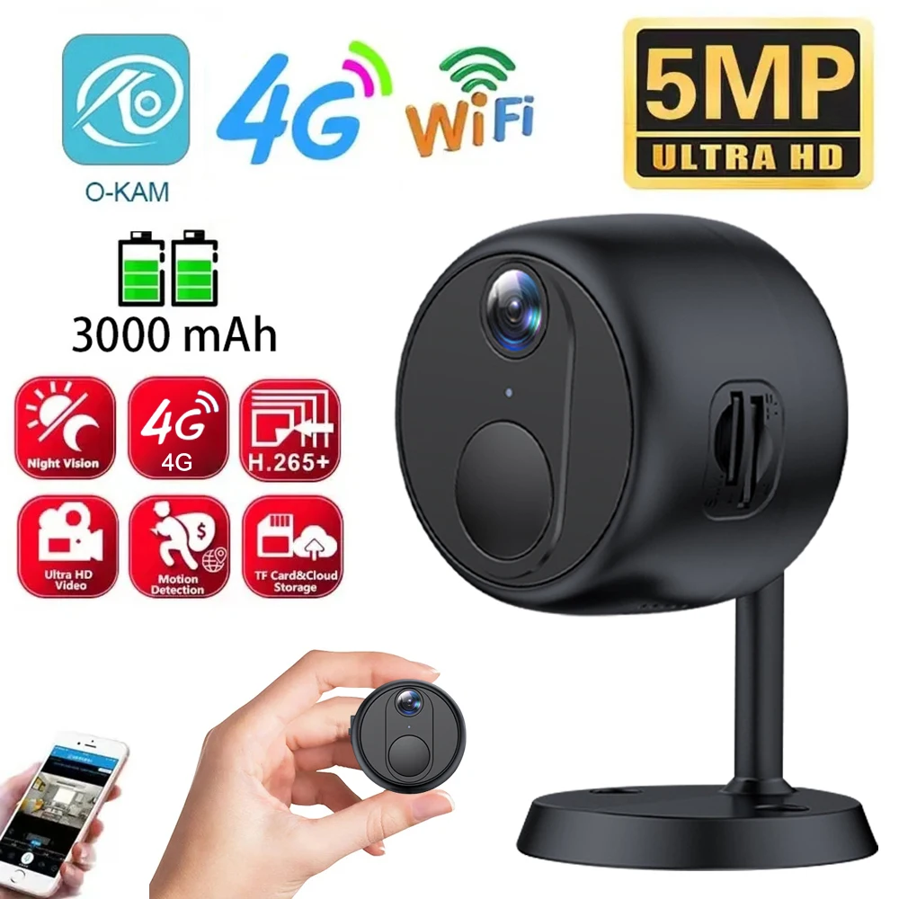 New Mini 4G Security Camera SIM Card Motion Detection HD 1080P Surveillance Camera 3000 mAh Battery Night Vision CCTV Camera