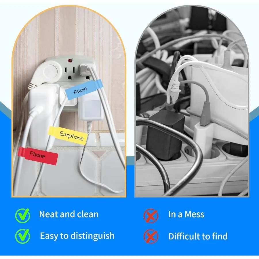 540 قطعة تسميات الكابلات 9 ألوان الحبل التسمية كابلات مقاومة للماء العلامات ذاتية اللصق تسميات الأسلاك كابلات العلامات للطباعة بالليزر #5