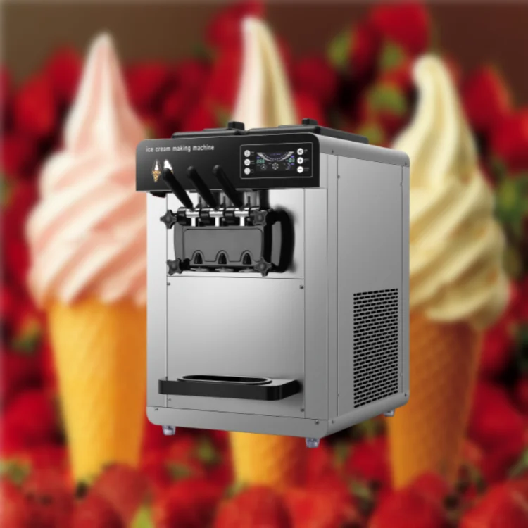 Commercial Soft Ice Cream Machine 3 Flavor Ice Cream Maker Machine with Milk Chocolate
