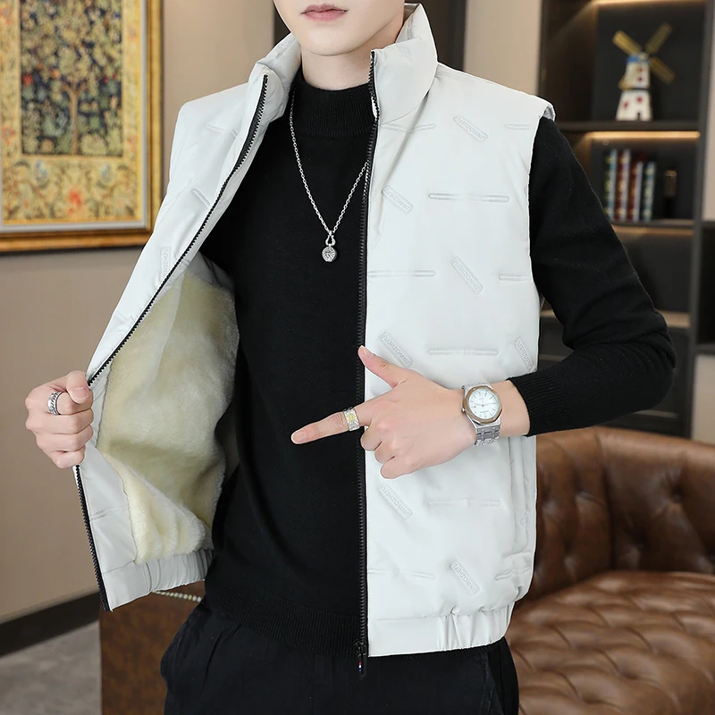 

Quality New Stand-up Collar Jacket Vest for Men's Soft Vest Winter Sleeveless Down Vest Mens Clothing Work Outdoor Jacket