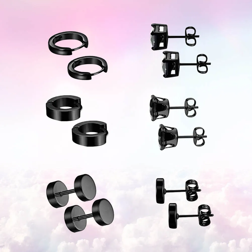 

1Pair Zircon Eardrop Earrings Black Round Shape Premium Material Comfortable Fit Stand Out Jewelry for Women Party Gift