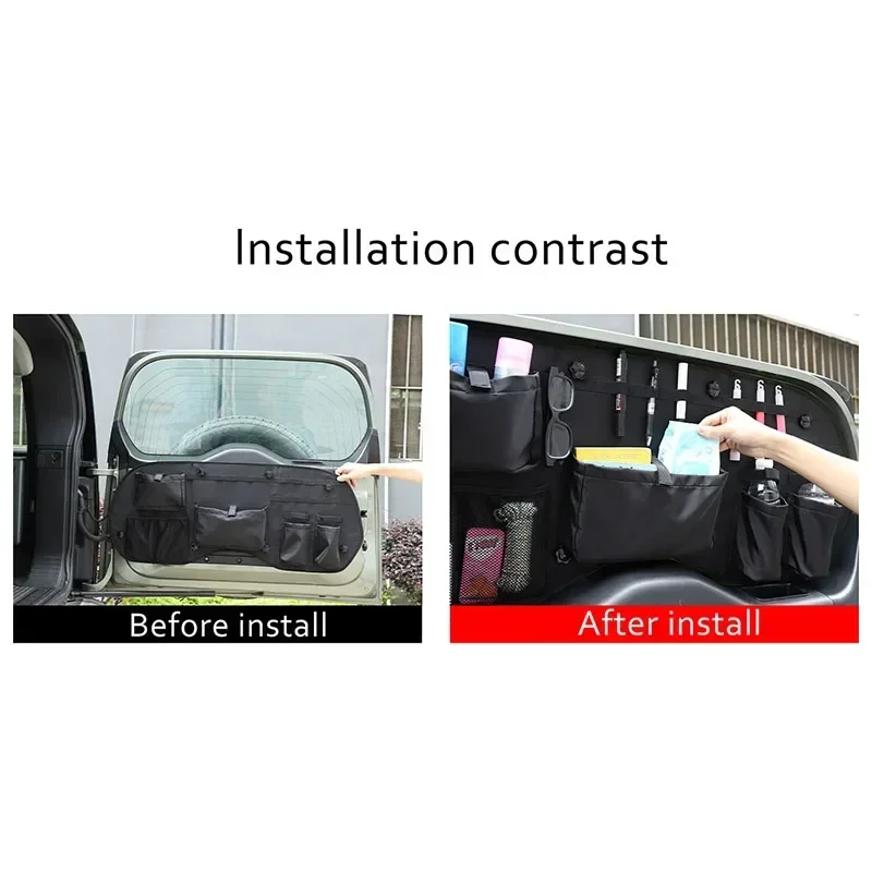 

1Pcs Oxford Cloth Black For Land Rover Defender 110 2020-2025 Car Trunk Door and Window Hanging Bag Organizer Car Accessories