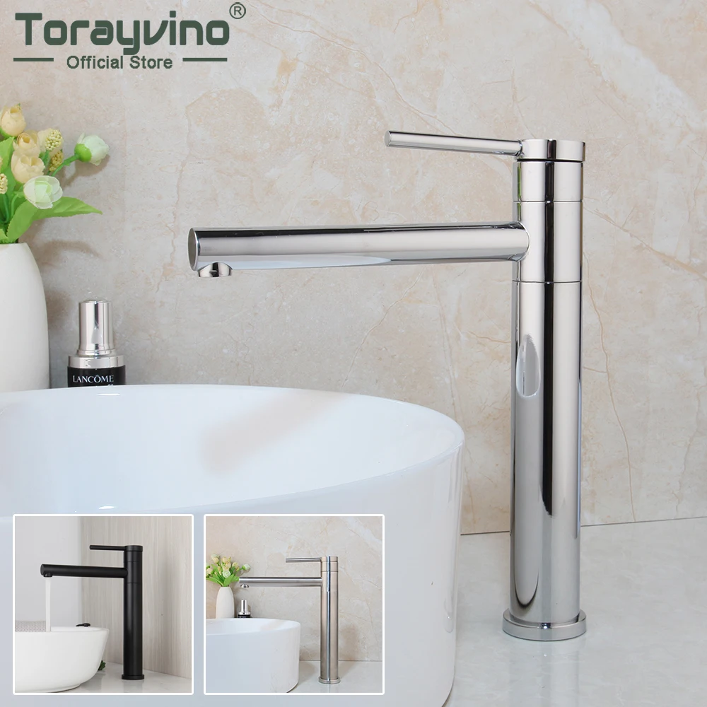 

Torayvino Chrome Bathroom Faucet 360 Swivel Washbaisn Mixer Tap Black / Brushed Nickel Stream Spray Counter Top Hot & Cold Tap