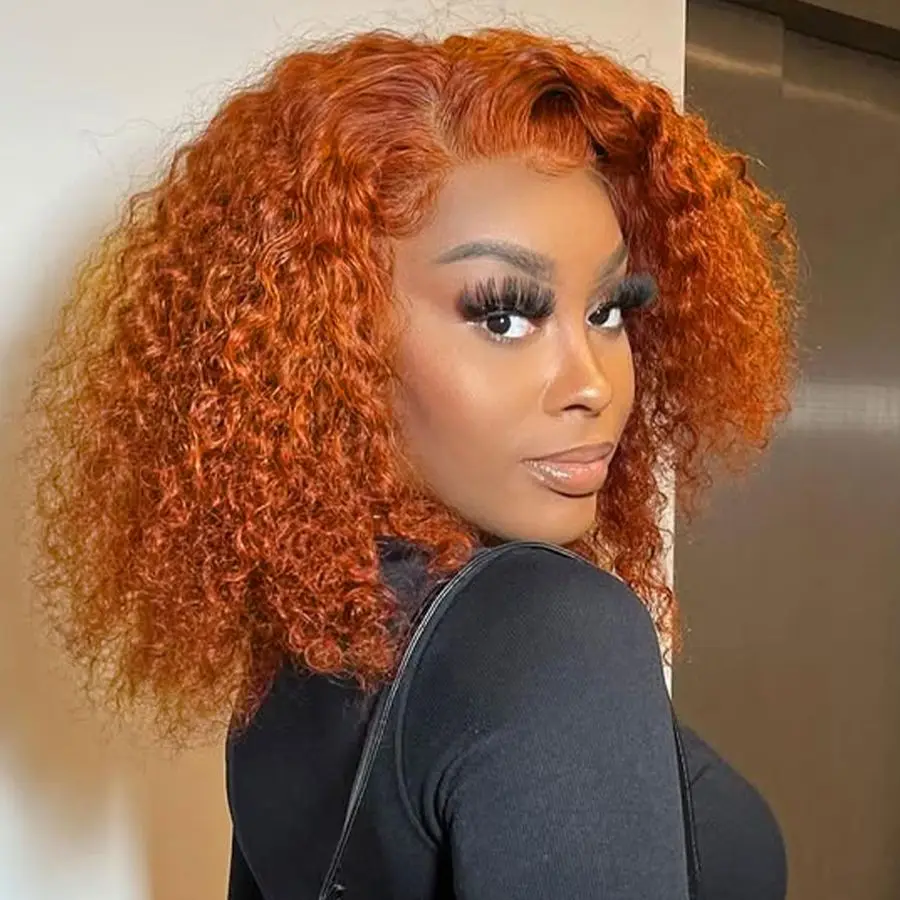 

Имбирь Глубокая Волна BOB Парик Человеческих Волос Короткие Вьющиеся Фронтальные Парики Для Чернокожих Женщин 13x4 HD 350 Рыжий Оранжевый Парик Фронта Шнурка BOB Человеческие Парики