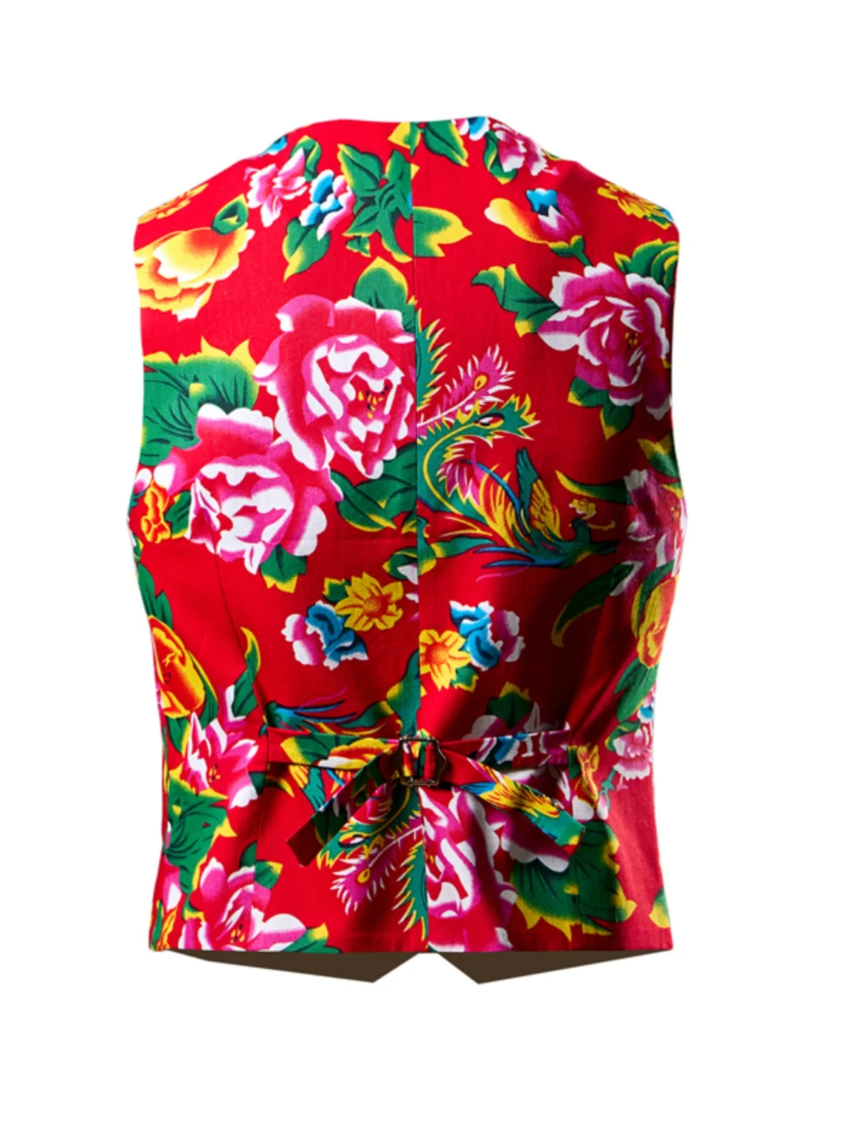 New Men Northeast Big Flower Vests Men Design Clothing Chinese Style Sleeveless Jackets Men Fashion Streetwear Waistcoats