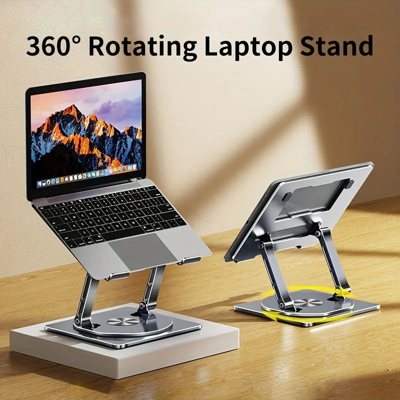 360-Degree Rotatable Laptop Stand, Floating Vertical Mount, Cooling Base, Compatible with Laptops, Tablets and Drawing Tablets