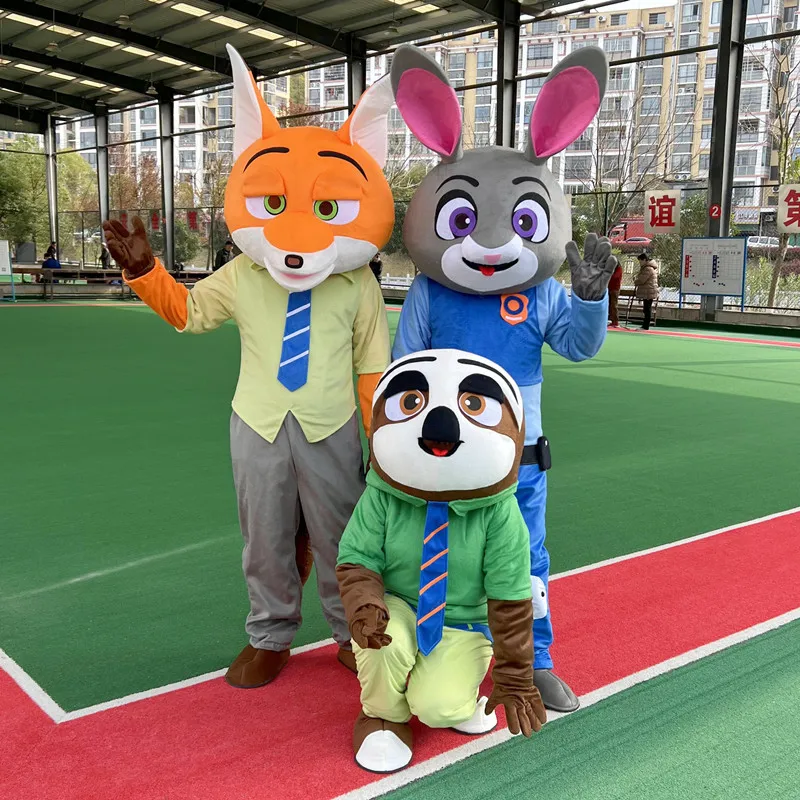 Judy Hopps Costume mascotte Nick Wilde Personaggio dei cartoni animati per adulti Vestito attraente Regalo di compleanno per eventi di feste di carnevale