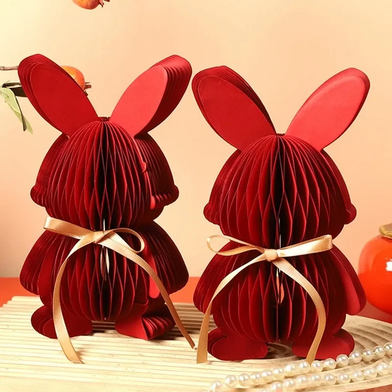 2026 Latest 3D Easter Rabbit Honeycomb Ball Ornament Table Centerpiece Bunny Tree Pendant Decor