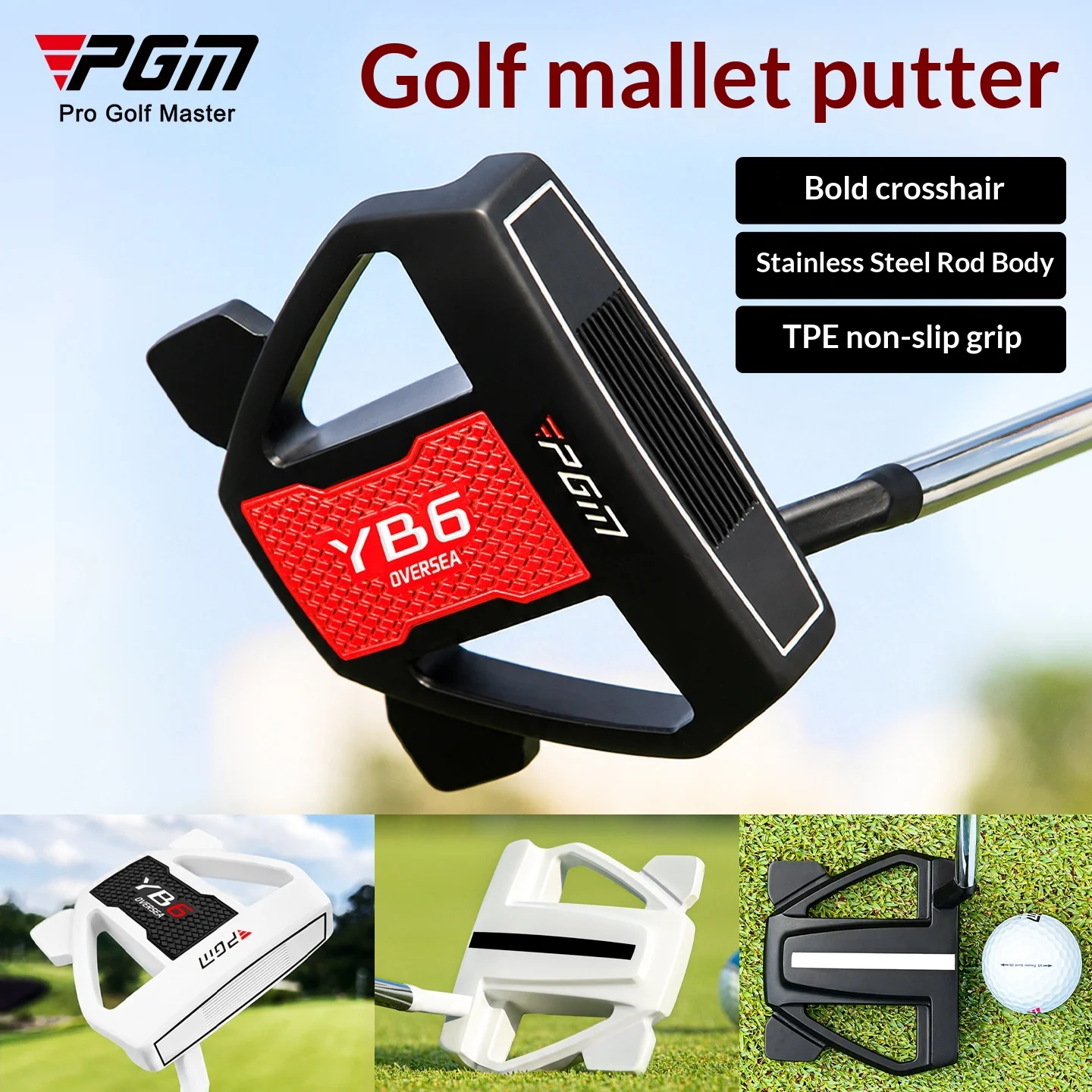 PGM Golf Club Herren-Putter, grobe Ziellinie, stabil, niedriger Schwerpunkt, hohe Fehlertoleranz, Golf-Einzelschläger TUG095