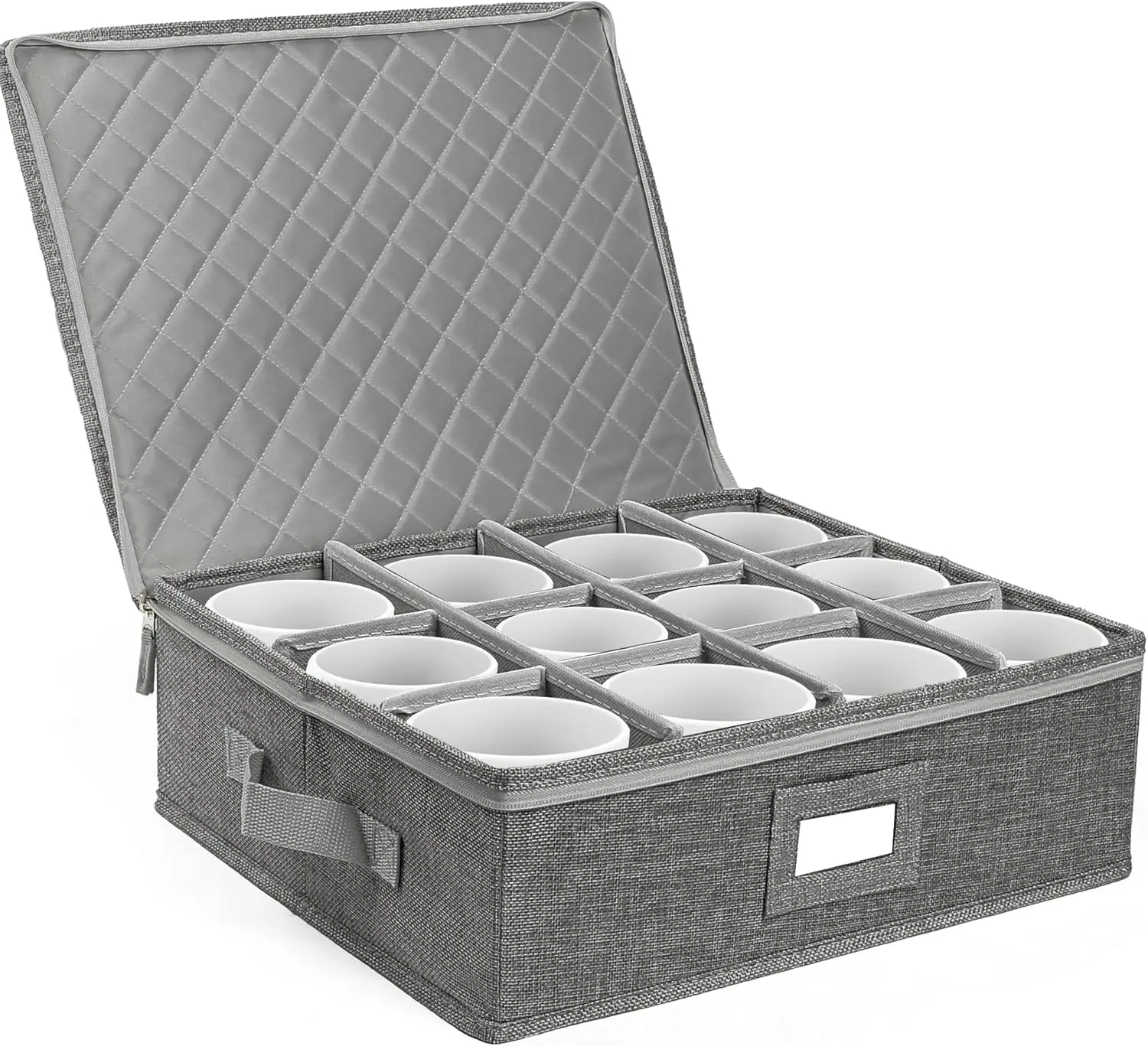 

Контейнер для хранения кружек с жестким корпусом, разделителями и ручками, вмещает 12 кружек для переезда и организации, серый