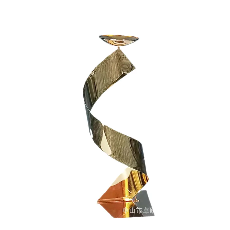 New gold electroplated spiral flower stand wedding wedding road guide hotel banquet hall decorative ornament floral rack