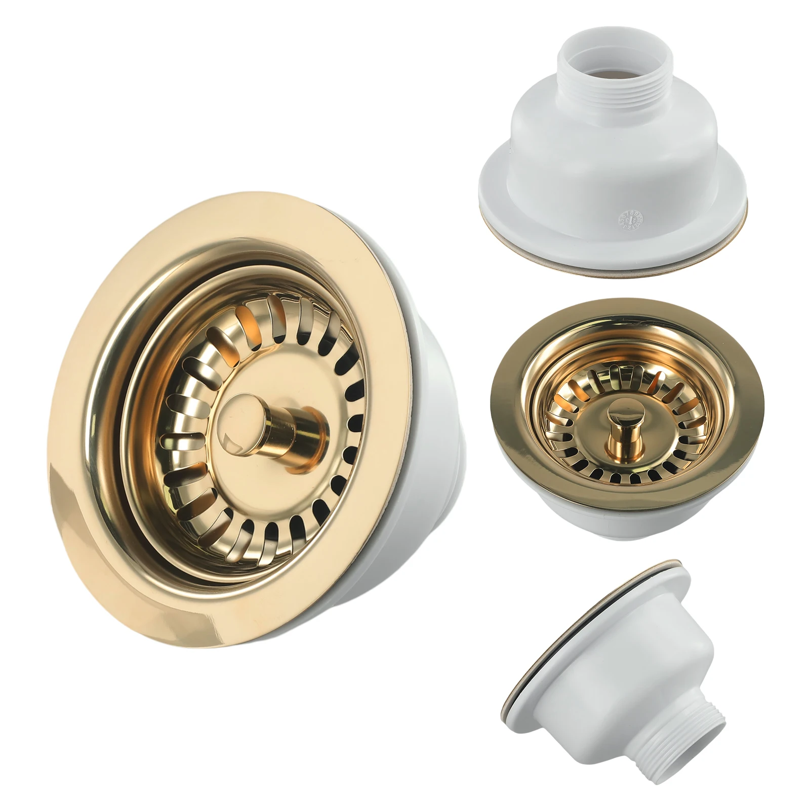 Gleaming Gold Plated Stainless Steel Drainage Solution for Sinks Designed to Fit Standard 83 90MM Openings in Your Kitchen Setup