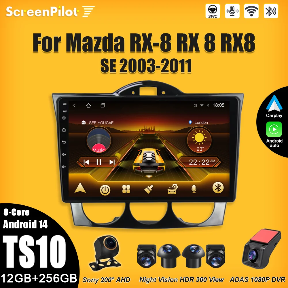

Android 15 For Mazda RX-8 RX 8 RX8 SE 2003-2011 Car Radio Multimedia Video Player Carplay Touch Screen RDS Intelligent System