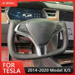YOKE steering wheel Carbon Fiber Fit For Tesla model X Leather steering wheel For Tesla model S
