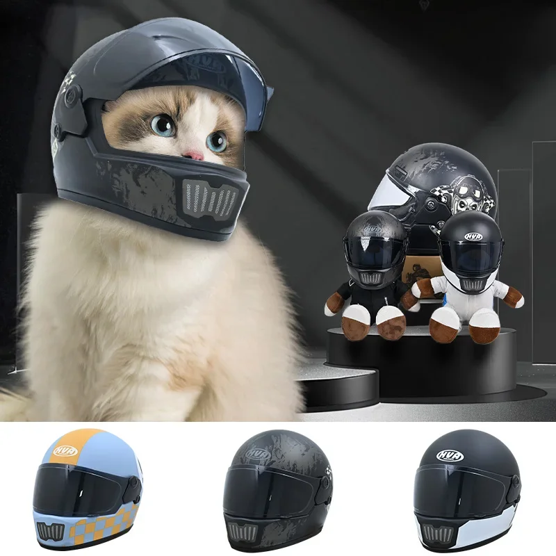 HVA casco de motocicleta para mascotas pequeñas, de cara completa casco de motocicleta, protección de cabeza al aire libre, sombrero duro para