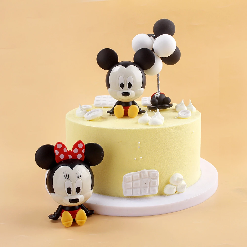 Disney classic Mickey Minnie cake decoration Q-version bow mouse ornament Suit for boys and girls birthday Stone handicrafts