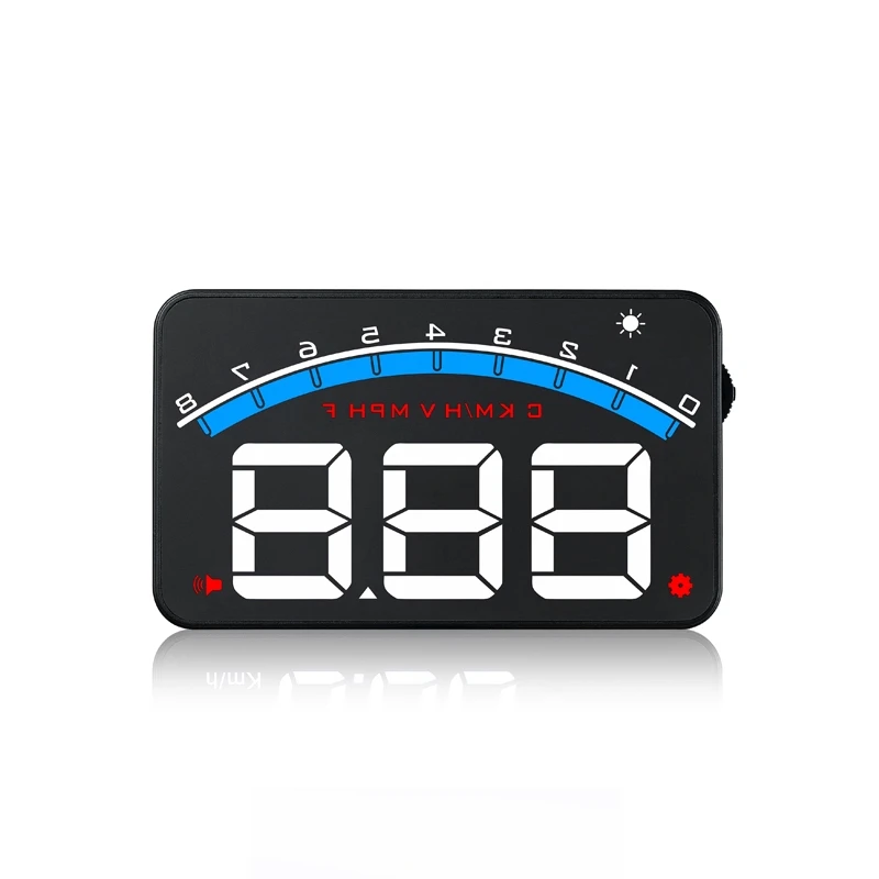 1Pcs 3Inch OBD2 EUOBD HUD Head Up Display Speed RPM Water Temp Voltage Overspeed Alarm FIT FOR OBD2 EUOBD Cars