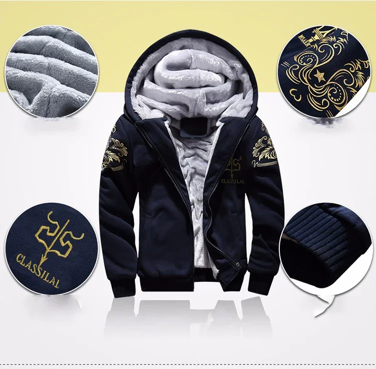 Conjuntos deportivos de otoño e invierno para hombre, chaqueta cárdigan informal con capucha, chándal grueso y cálido para exteriores, Sudadera con capucha y pantalones con cremallera, conjunto de dos piezas