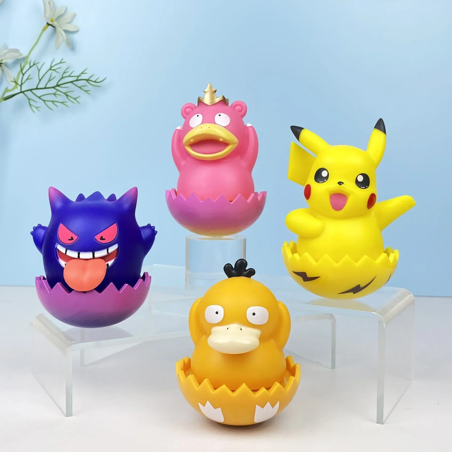 Pokemon Roly Poly Toy Action Figures Pikachu Gengar Psyduck Tumbler Action Figures Cute Children Toys Christmas Gift