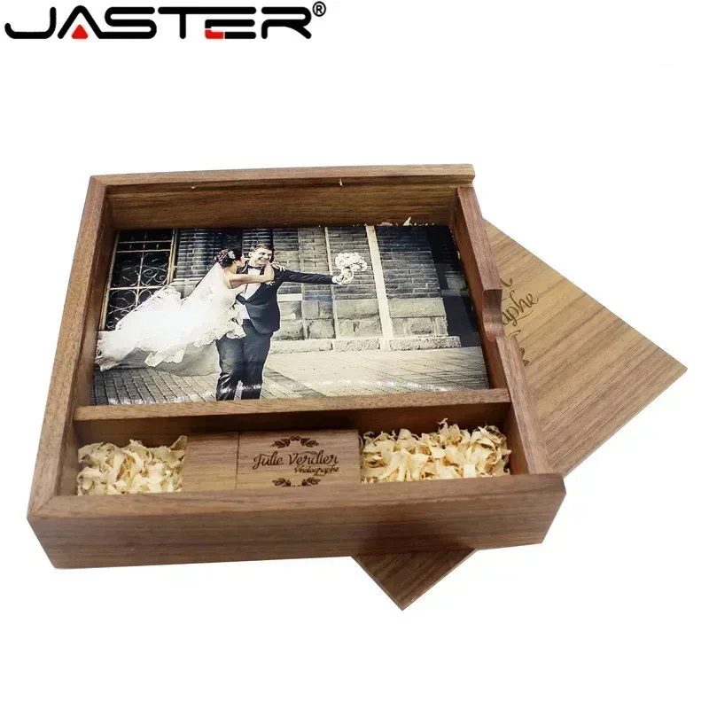JASTER orzech maple Album fotograficzny drewno usb + pudełko Pendrive Pendrive 4GB ~ 64GB U dysk fotografia prezent ślubny darmowe własne logo