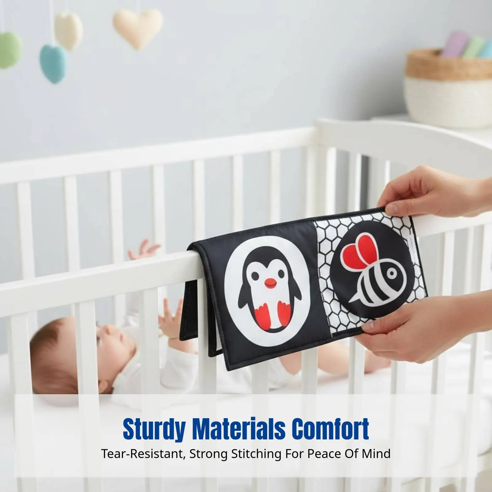 Infant Cloth Book, Tear-Resistant, Chewable, Early Learning, Visual Tracking, Color Recognition, Interactive Toy