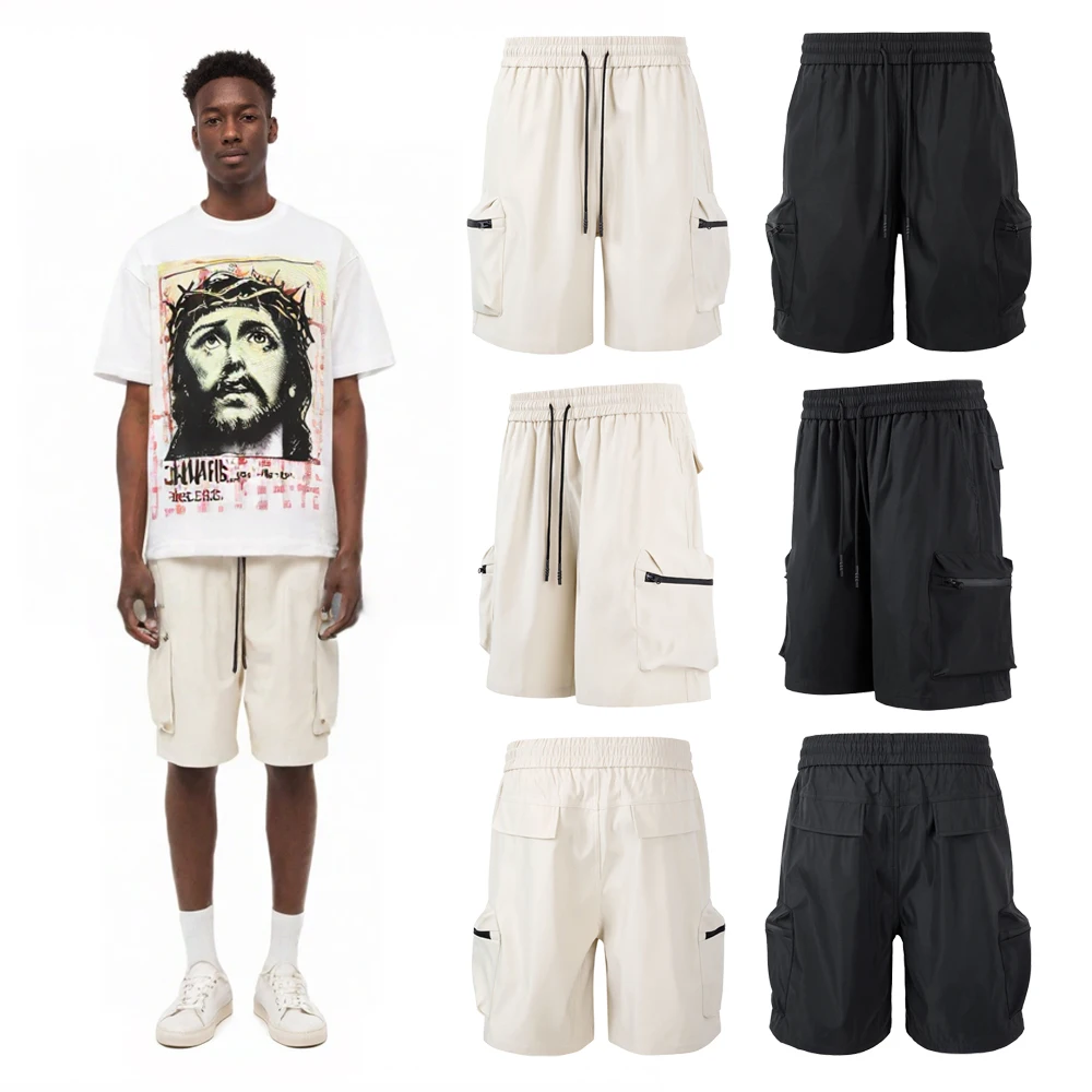 

Men's Summer Clothing Cargo Shorts Pants Pockets with Zippers Streetwear Street Style Brand Casual Functional Solid Shorts Pants