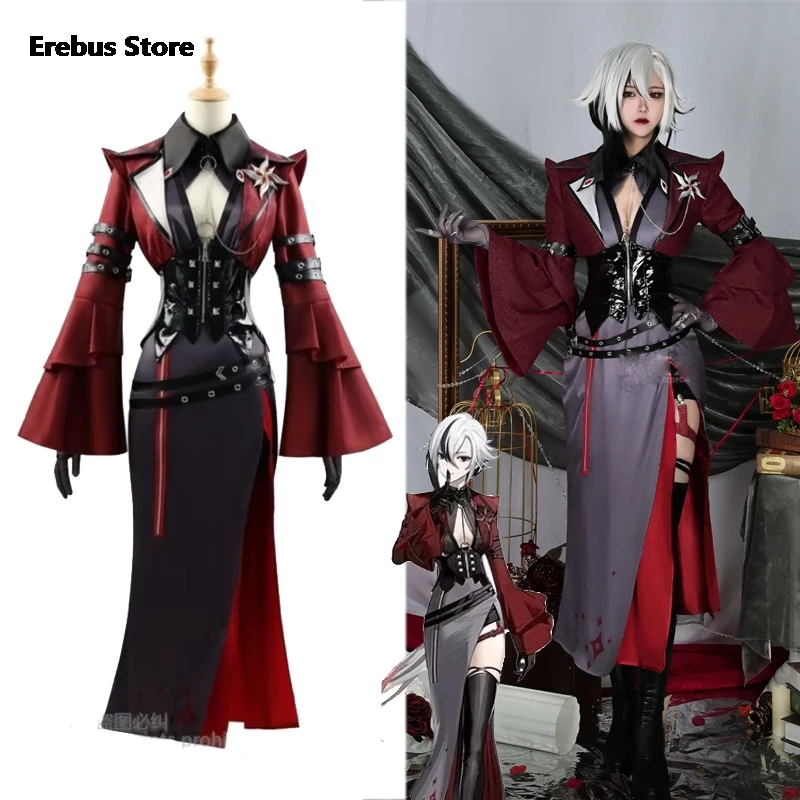 Anime Game Genshin Impact New Costume Genshin Impact Arlecchino Cosplay Halloween Clothing Dress Lolita Cos Wig Hoyofair