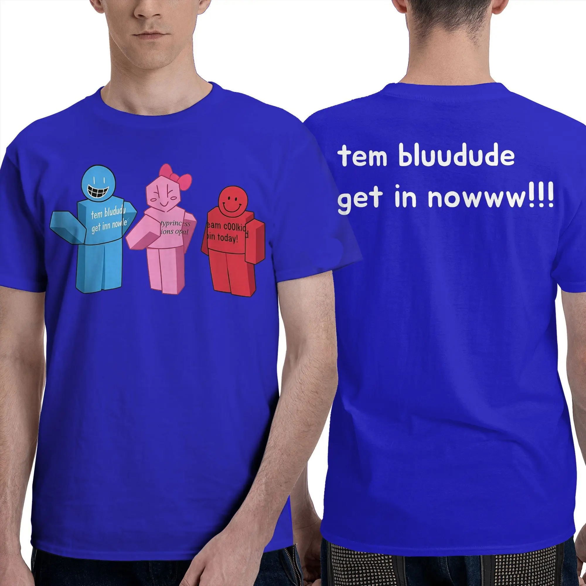 الرجال النساء تيم بلوود فورساكن   احصل على الآن تي شيرت أزرق المتأنق ملابس قطنية نقية تي شيرت برقبة دائرية تي شيرت بمقاس كبير