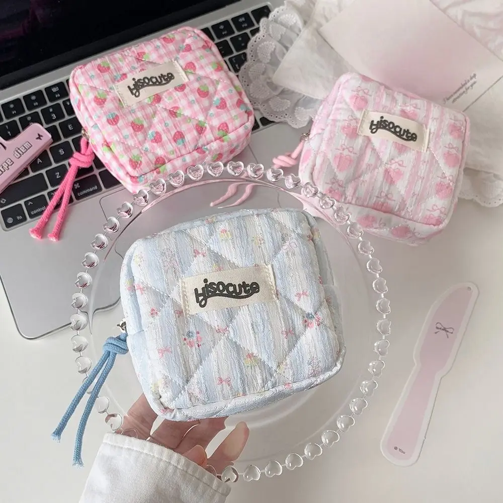 Ruffle Travel Cosmetic Bag Pencil Case Multi-functional Makeup Storage Pouch Fruit Strawberry Bowknot Cloth Toiletry Bag
