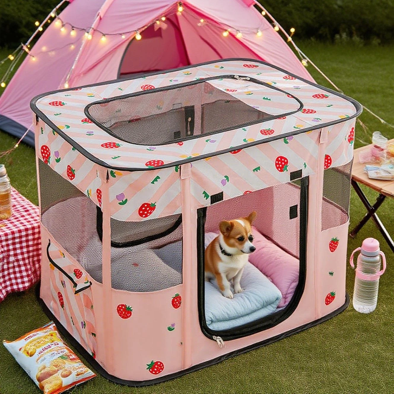 Collapsible Pet Tent, Large Space Breathable Mesh Dog & Cat Playpen, Portable Pet House with Carry Bag, Indoor & Outdoor Univers