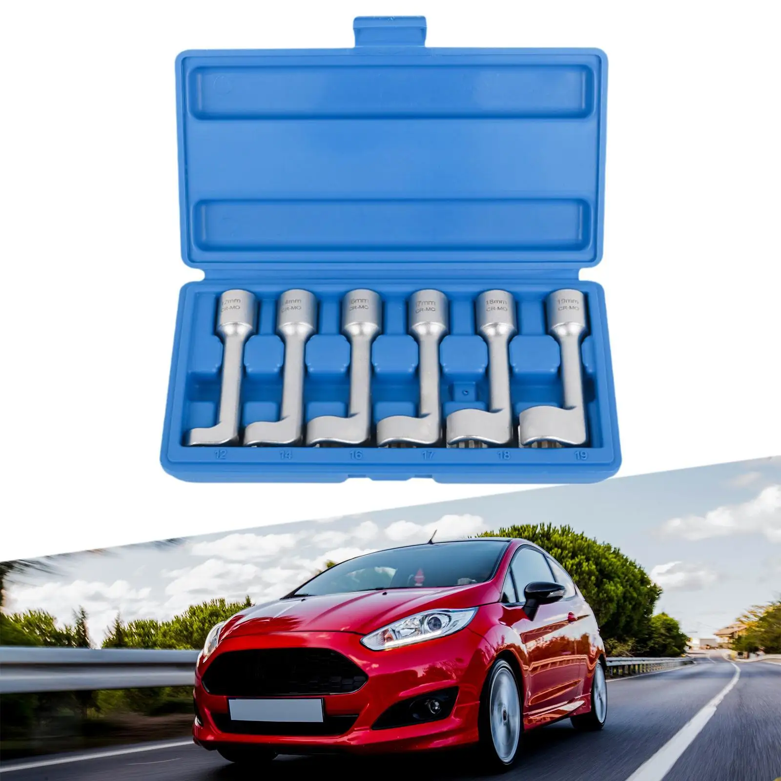 

6 Pieces L Type Fuel Injectors Removal Fuel Line Socket Wrench Set Automotive Sturdy High Reliability 12/14/16/17/18/19mm