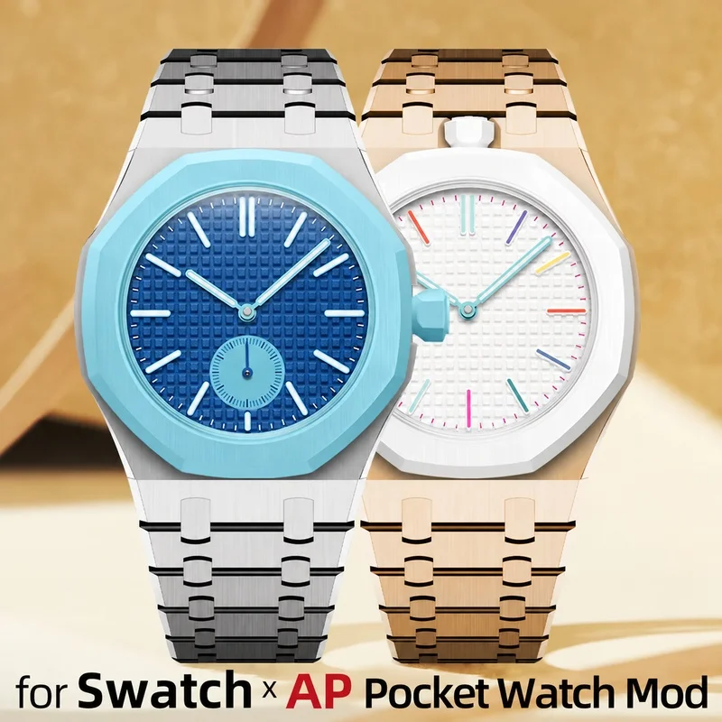 New Rose Stainless Steel Case/Fluororubber Strap, For Swatch X Ap Luxury Mod Kit Bracelet, Changer To Wristwatch Collection Band