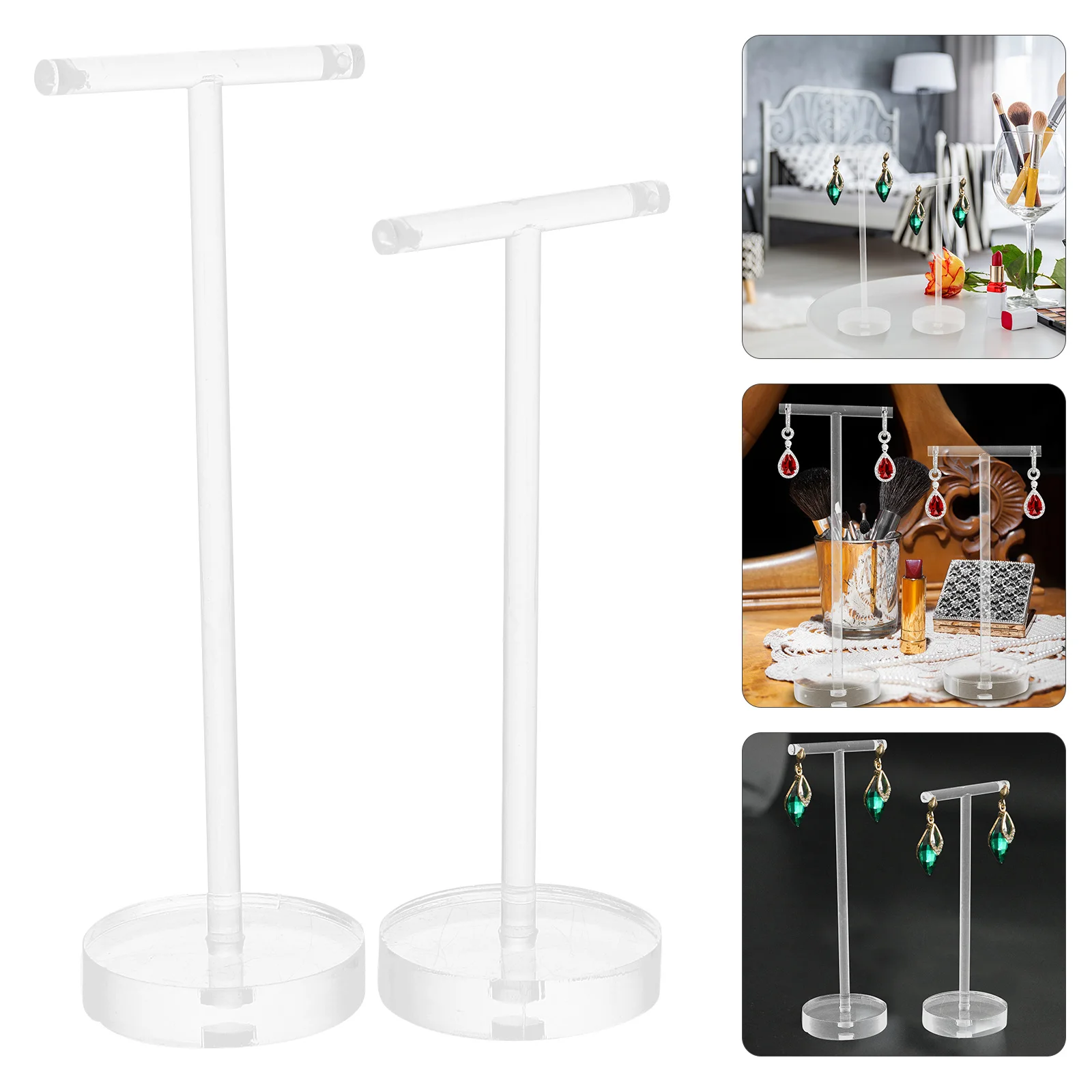 

4Pcs T-Shape Earring Holder Organizer Acrylic Jewelry Display Stand Necklace Organizer Jewelry Display Rack Earring Storage Rack