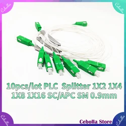 10pcs/lot 1X2 PLC Fiber Splitter SC/APC SM 0.9mm G657A1 connectFree 1m FTTH PLC splitter sc apc PVC free shipping