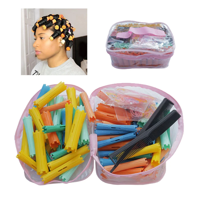 80PCS Hair Perm Rods Hair Rollers Curlers Long Hair Cold Perm Bar Salon Home DIY Wave Hairdressing Tool