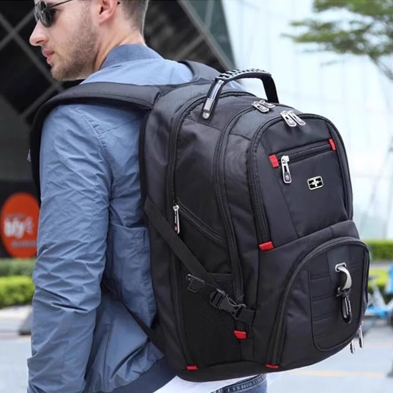 Durable Swiss 17 Inch Laptop Backpack Multifunctional Travel Bag Water Resistant with USB Charging Port College Bookbag