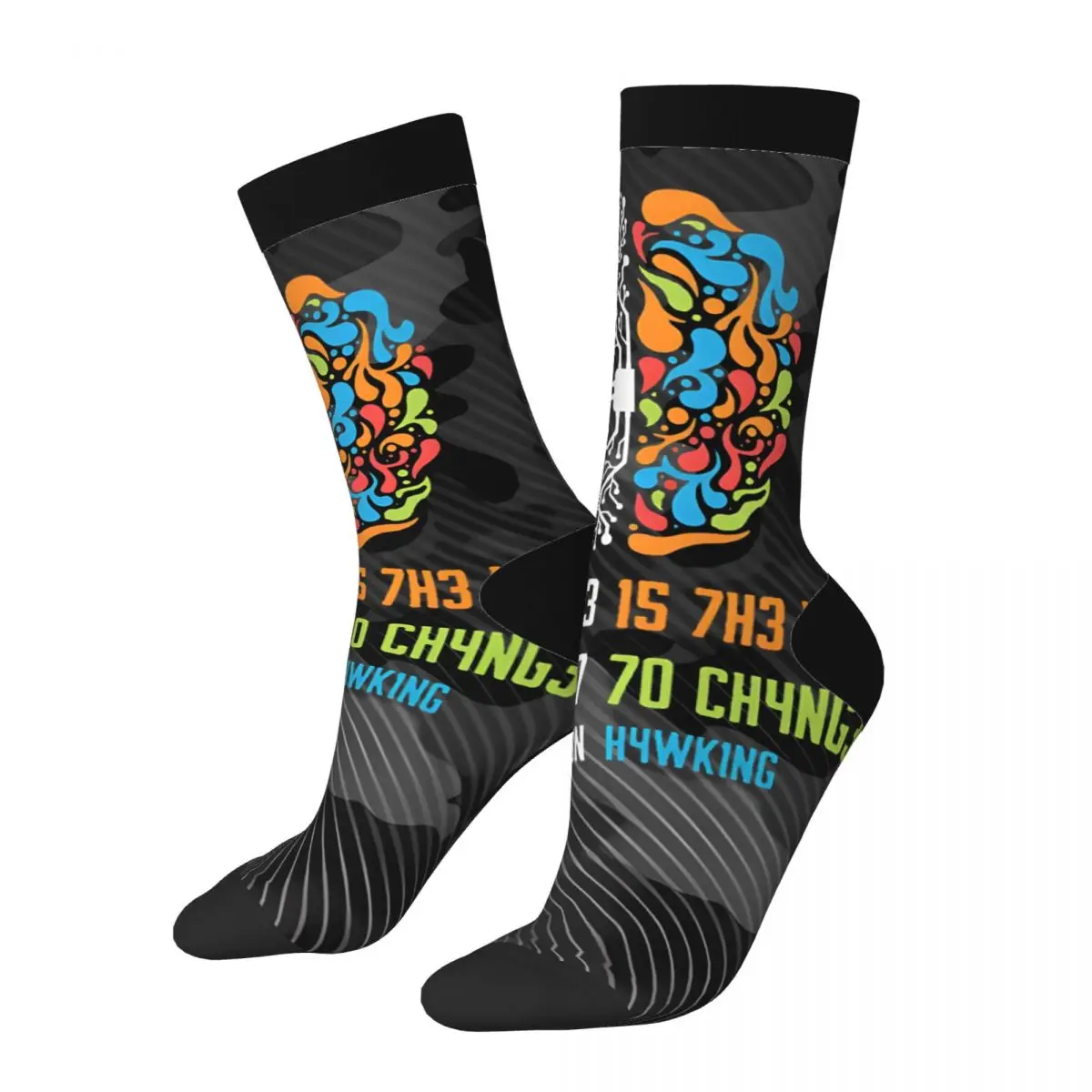 Hip Hop Vintage Quirky Crazy Men's compression Socks Unisex Lntelligence is the ability to adapt to change Harajuku Pattern