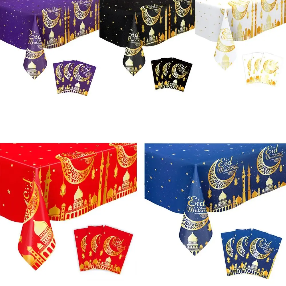 Mantel duradero de PE Eid Mubarak, 137x274cm, 5 colores, manteles desechables, suministros de vajilla de Ramadán, regalo Eid Al Adha