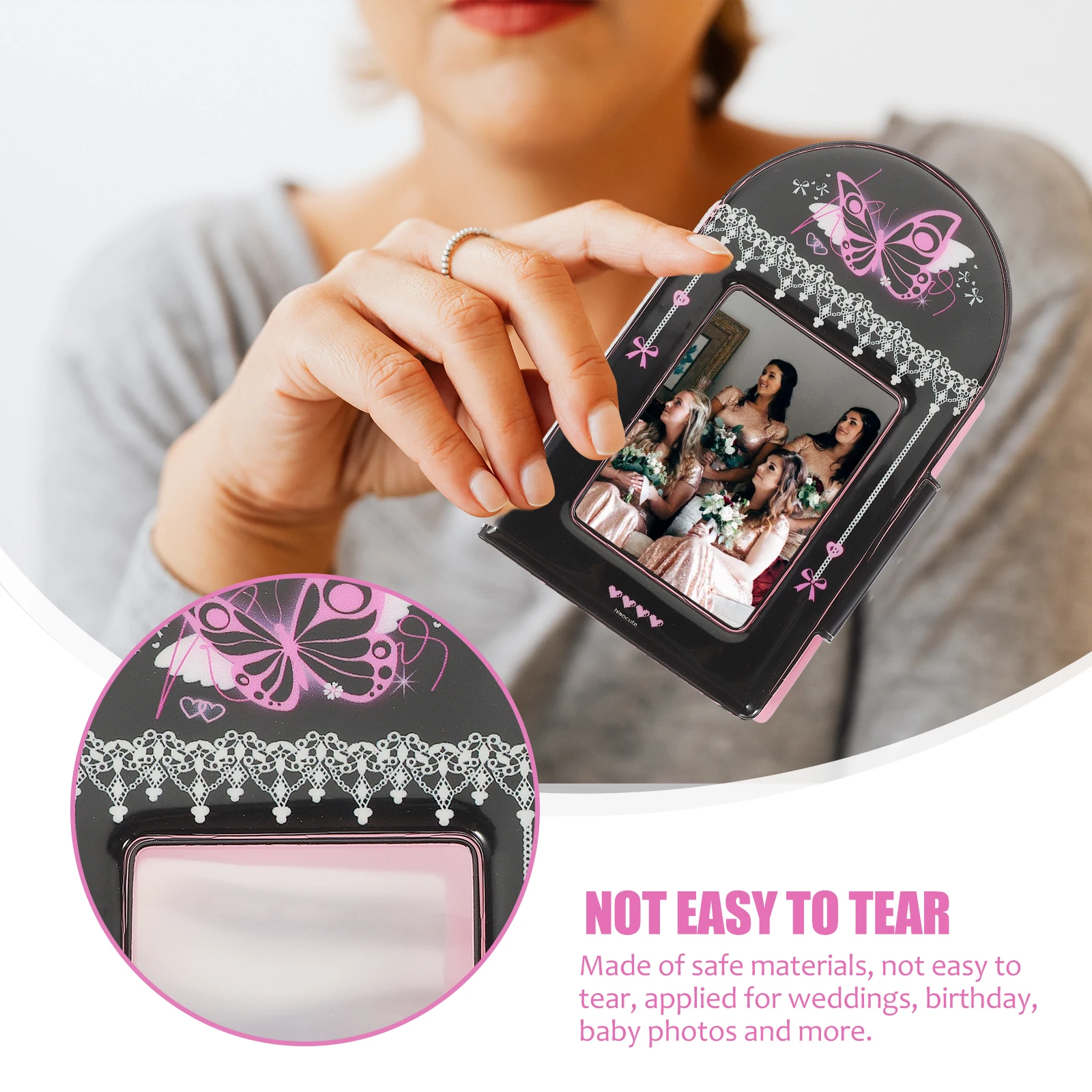 

PVC Photo Album Small Lightweight Portable Picture Holder Photos Collection Album Black Travel Photocard Scrapbook Gift Wedding