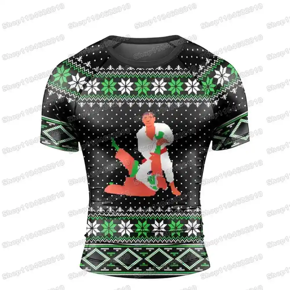 Satan Kerst Nieuw Rash Guards Surfen Jersey Strand Shirts Badmode Duiken Gym Shorts MMA BJJ Mannen Jiu Jitsu Fitness Sets