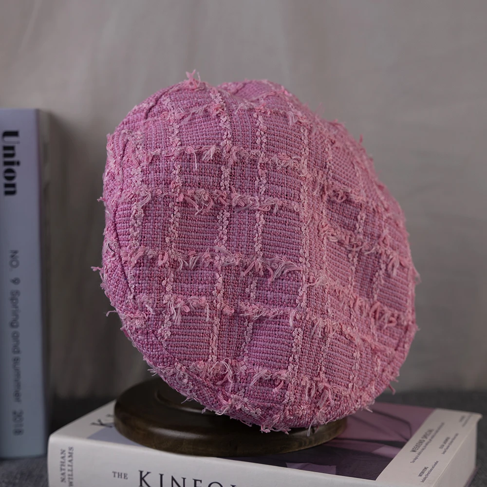 Lady Wool Berets Pink Plaid Vintage Autumn Winter French Octagonal Peaked Hats Painter Hat Street Women Girl Caps FDM04