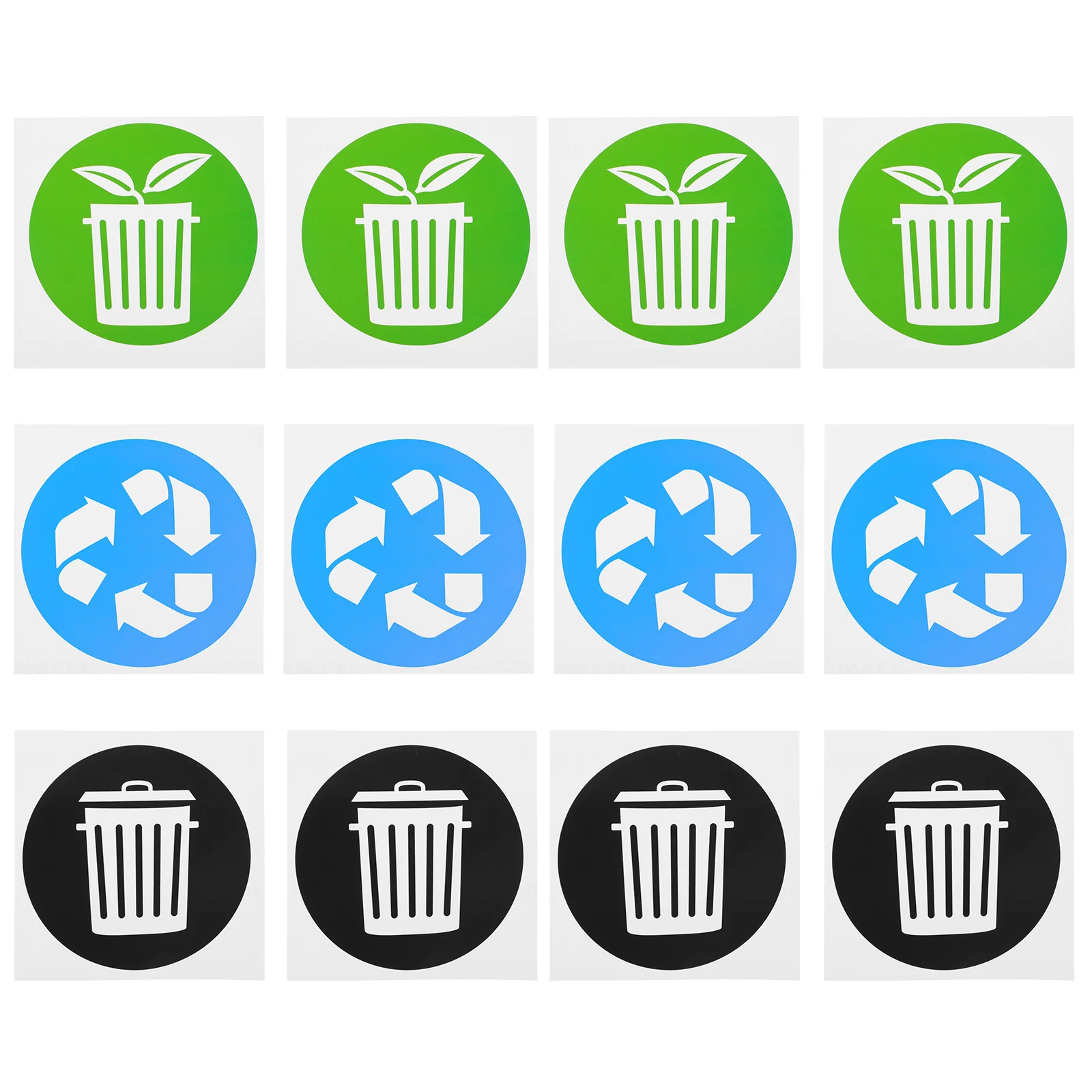 12 Uds pegatinas de clasificación de basura etiquetas autoadhesivas de PVC para reciclaje de basura para contenedores latas calcomanías clasificación de residuos Oficina hogar